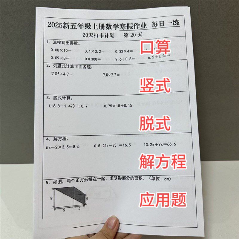 速发2025新五年级寒假作业计画语文数学多种题型每日一练老师推荐