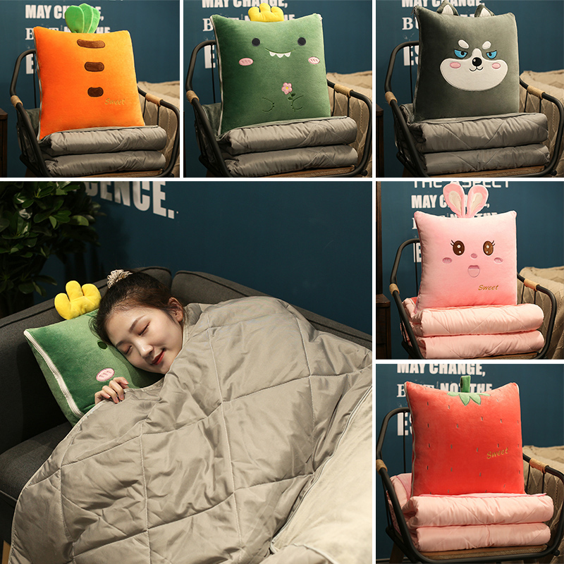 速发抱枕被子两用办公子午睡枕头枕内汽车折叠毯室车载靠车加厚冬