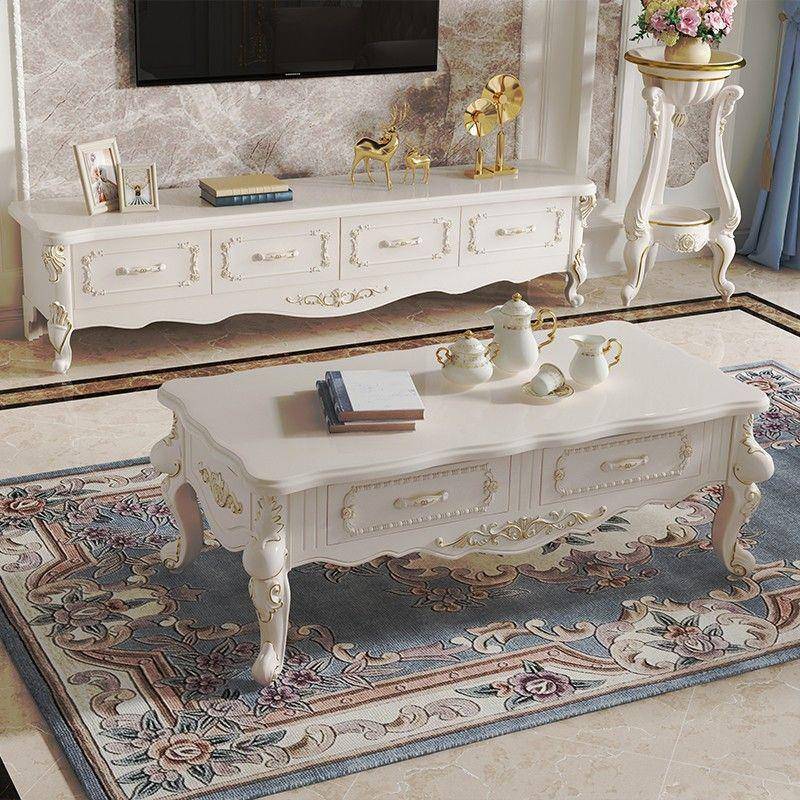 欧式茶几岩板轻奢卧室客厅小户型实木现代简约简欧电视柜组合套装