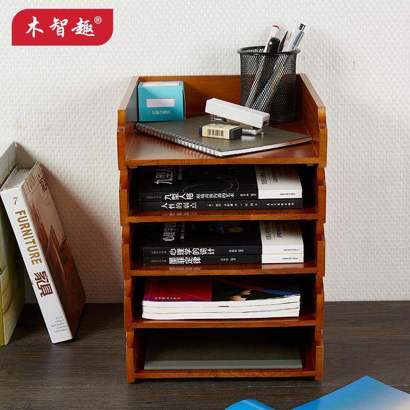 桐木折叠盒桌面收纳盒可叠加木质办公桌书桌木制收纳柜桌上整理盒