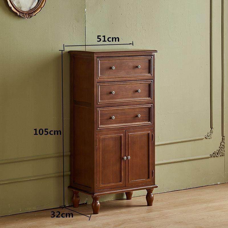 美式实木斗柜客厅卧室边柜带门靠墙收纳抽屉式储物柜胡桃五斗柜子
