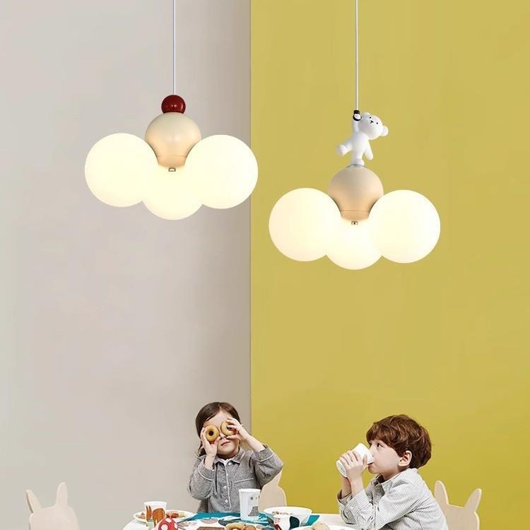 奶油风餐厅吊灯2024新款设计师创意熊猫餐桌饭厅吧台灯具现代简约