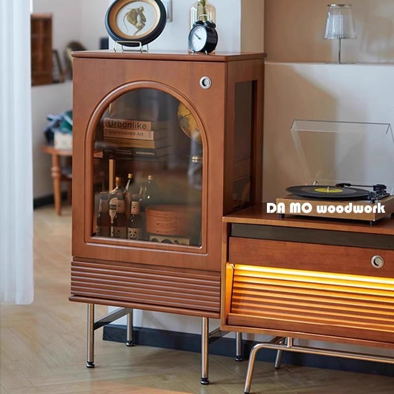 北欧实木边柜客厅复古电视柜边柜小户型沙发储物柜玄关收纳柜