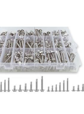 404pcsM8M10不锈钢六角头圆头自攻螺钉分类用于金属制造和维修