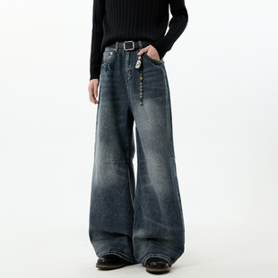 TANT春秋季男生美式重磅宽松直筒牛仔裤男士潮牌水洗休闲阔腿长裤