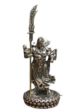 黄铜立刀关公摆件工艺品客厅商铺铜武财神关公像供奉神像唐腾铜器