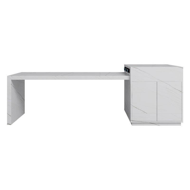 轻奢岩板岛台柜餐桌一体成品可伸缩现代极简开放式厨房多功能吧台