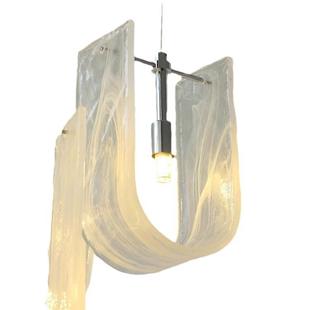 意式 奶油风客厅灯具简约现代大气别墅餐厅灯 轻奢云雾玻璃吊灯法式