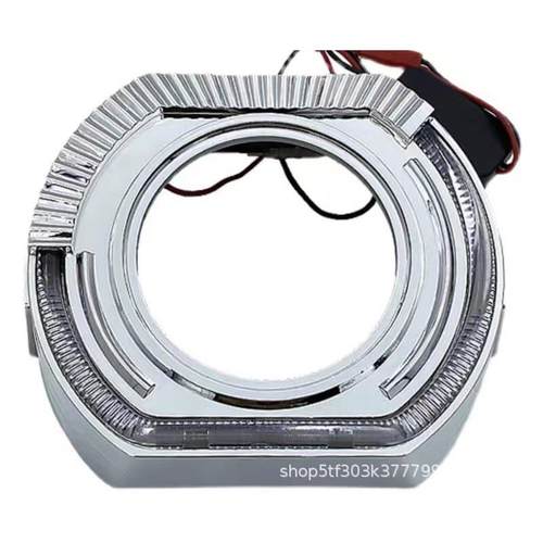 大灯改装双光透镜3寸2.5寸双色白黄一体罩天使眼光圈装饰罩