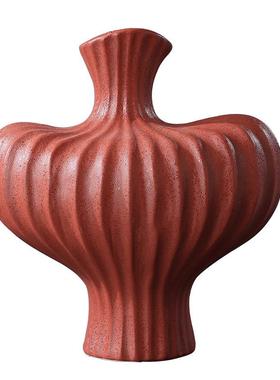 简约AJS北欧侘寂风摆间件级感磨砂陶瓷花瓶售楼部样软装板饰高品