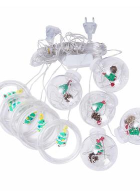 圣圆环窗帘灯节日TZU氛围皮线e灯串圣诞老闪人圆环皮线窗诞帘灯ld