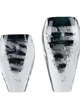 意水墨透明玻璃花瓶客厅插花轻创B2气泡龙奢简现约代装饰品器家居