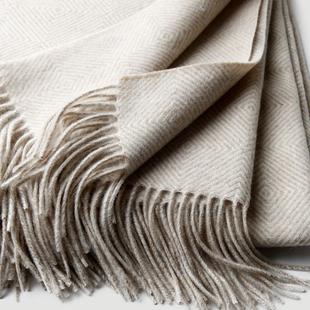 回字纹羔羊毛毯子流苏穗毯空调披肩披毯居家毯旅行毯沙发毯盖毯
