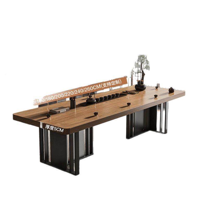 现代约DXV合原木茶台实木大板茶桌椅组一桌五椅功夫客茶台泡简茶