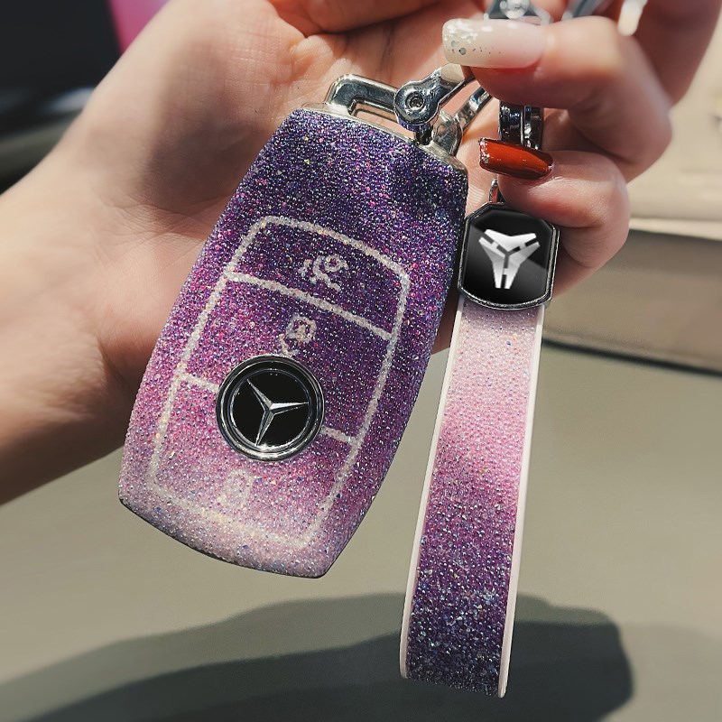 适用车钥匙套E300L/C260L/GLC/e200/GLB350车壳包扣水钻