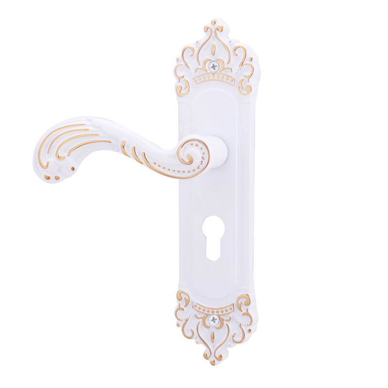 家用换锁室内欧式木门锁165孔板手锁手柄烤瓷白把手适合大小50锁