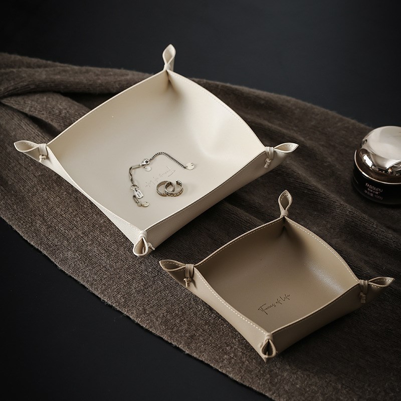 轻奢皮革进门入户玄关钥匙收纳托盘首饰品项链手表杂物桌面收纳盒