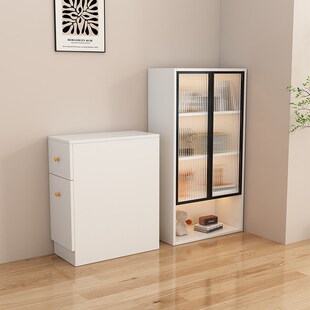 实木侧面侧边书柜夹缝柜转角窄柜抽拉柜沙发边柜侧拉储物柜收纳柜