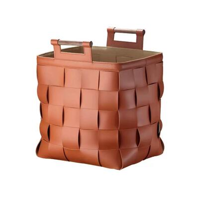 网红i2238ns脏篓衣收篮筐高颜值酒筐店皮革高纳级收纳皮质编织