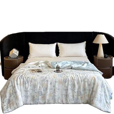 简奢款莱赛尔数码印花夏被四件套冰丝全棉双层纱少女心天丝