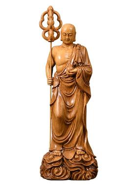 地藏王菩萨摆件佛像高档中式禅意装饰客厅茶桌博古架仿木雕工艺品