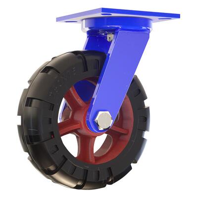 超重铁芯橡胶轮6/8/10/12寸工业脚轮加厚支架净音橡胶轮