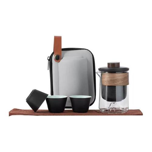 玻璃旅行茶具套装简约泡茶壶一人单人户外便携快客杯陶瓷功夫茶具