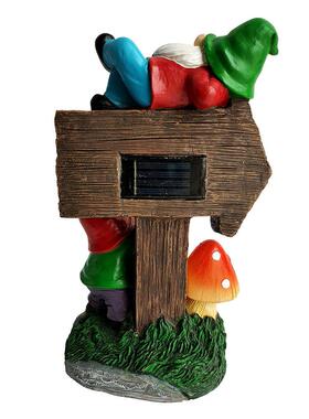 太阳能树脂侏儒摆件小矮人工艺品创意户外庭院灯花园草坪装饰