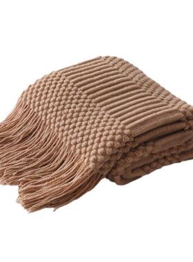 夏季薄款针织毯子北欧休闲空调装饰毯床搭巾民宿床尾毯盖毯沙发毯