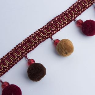 窗帘花边双边厂色绒球花边RQQ新款流苏吊花穗家