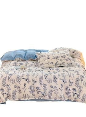 印花宿磨毛四件套春夏四季款保暖天竺6855棉学活生件舍三套性印染