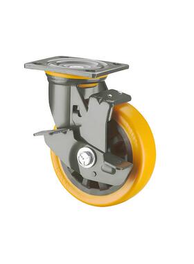 荣脚轮J07S重型向轮PU人造胶重承耐子磨推车轮ER静音轮带刹车