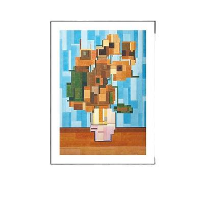 小众艺风术像素背客厅挂画潮发kk511流马赛克风沙景墙装饰画餐厅
