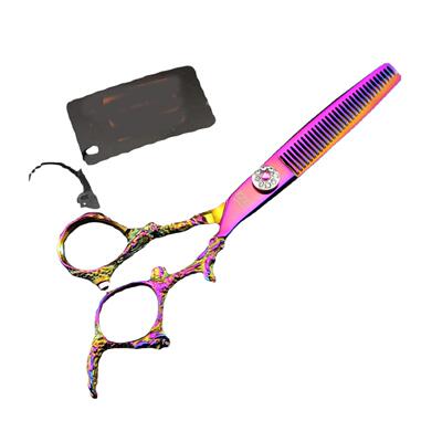 6剪.04寸粉色NEPURLSO怪龙柄美发剪刀理发剪平剪牙打薄XL2-001