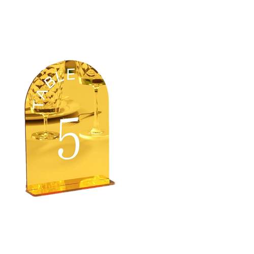 爆款金色镜面亚克力拱形数字立牌派对餐厅活动婚礼桌号