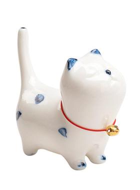 可爱小猫咪瓷HZZ面摆件软桌萌治愈茶宠笔装架礼品手绘家用室内饰