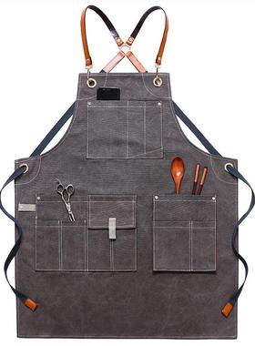 奶茶店理发甲画画裙室围美裙印L2050OG印字花店O帆布围服务员工作