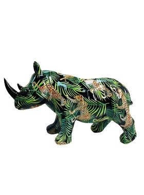 北欧创意新jsj66203款炫牛彩犀摆家居客厅办公室树桌面动物件脂工