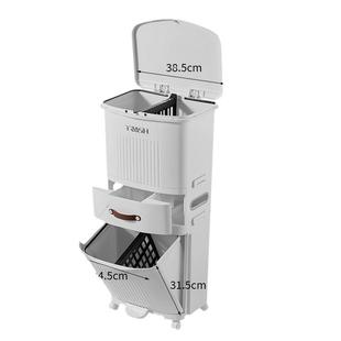 奶油风家用垃圾筒多层分类垃圾桶带盖大干湿分离垃圾箱厨房收纳桶