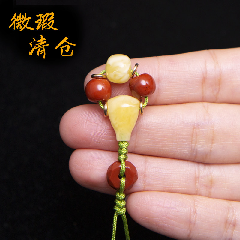 瑕疵清仓南红蜜蜡三通佛头百香籽手串配珠套装星月菩提配饰全套图片