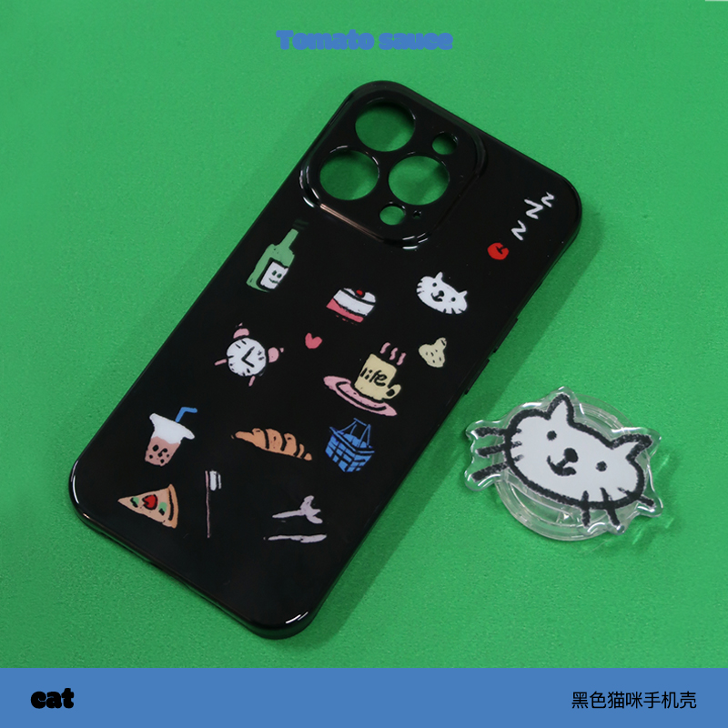 TOMATO SAUCE原创猫咪插画imd软壳适用iphone14苹果13全包手机壳