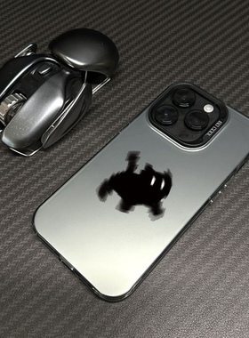 黑色爆炸小猫模糊图案ins适用苹果15手机壳iPhone14ProMax透明软壳防摔新款简约ip镜头加高imd彩银软壳por男
