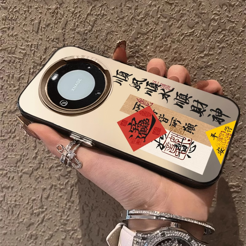 适用华为mate60pro手机壳平安符八方来财mate50创意彩绘mt40e网红新款30pro小众p60文艺mt国潮50pro高级感60