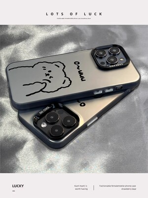 英文黑熊vivox100手机壳x90/80/70/60新款高级感s18/17pro磨砂彩银iqoo12/11电镀neo9硬壳y100防摔男女保护套