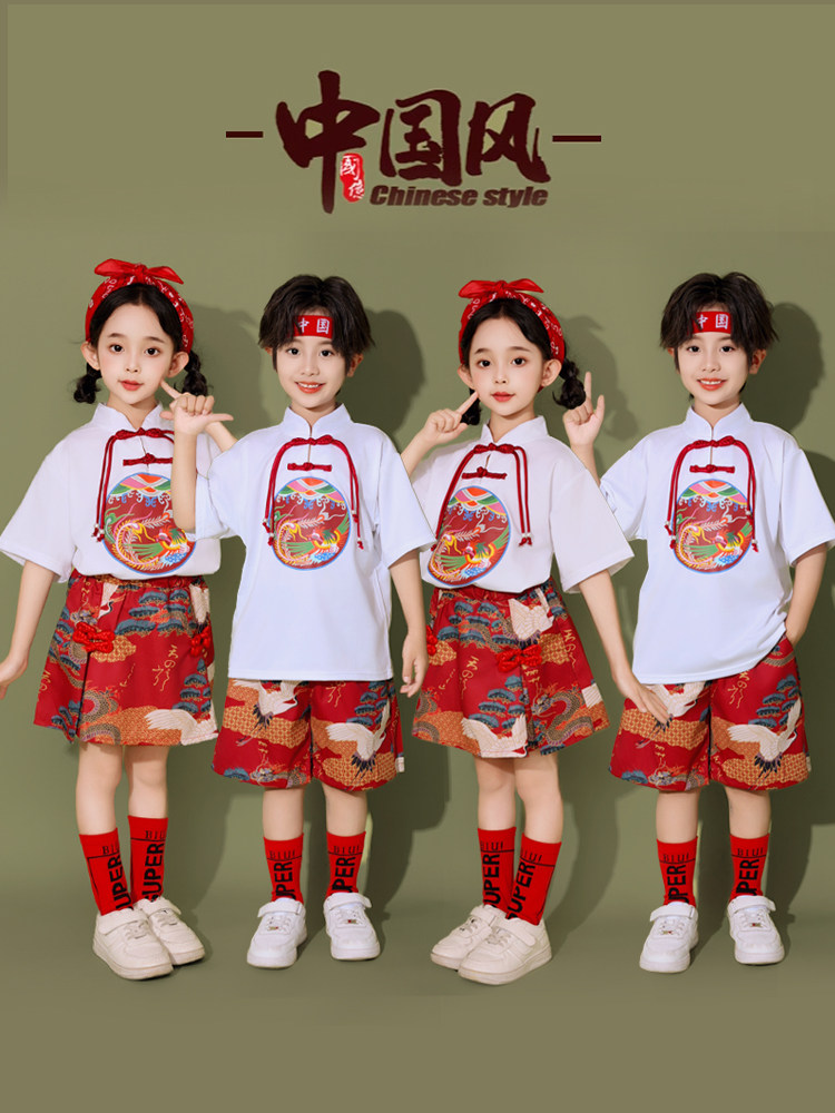 儿童民族风格表演服装啦啦队夏季汉代服装合唱团班服幼儿园舞蹈表