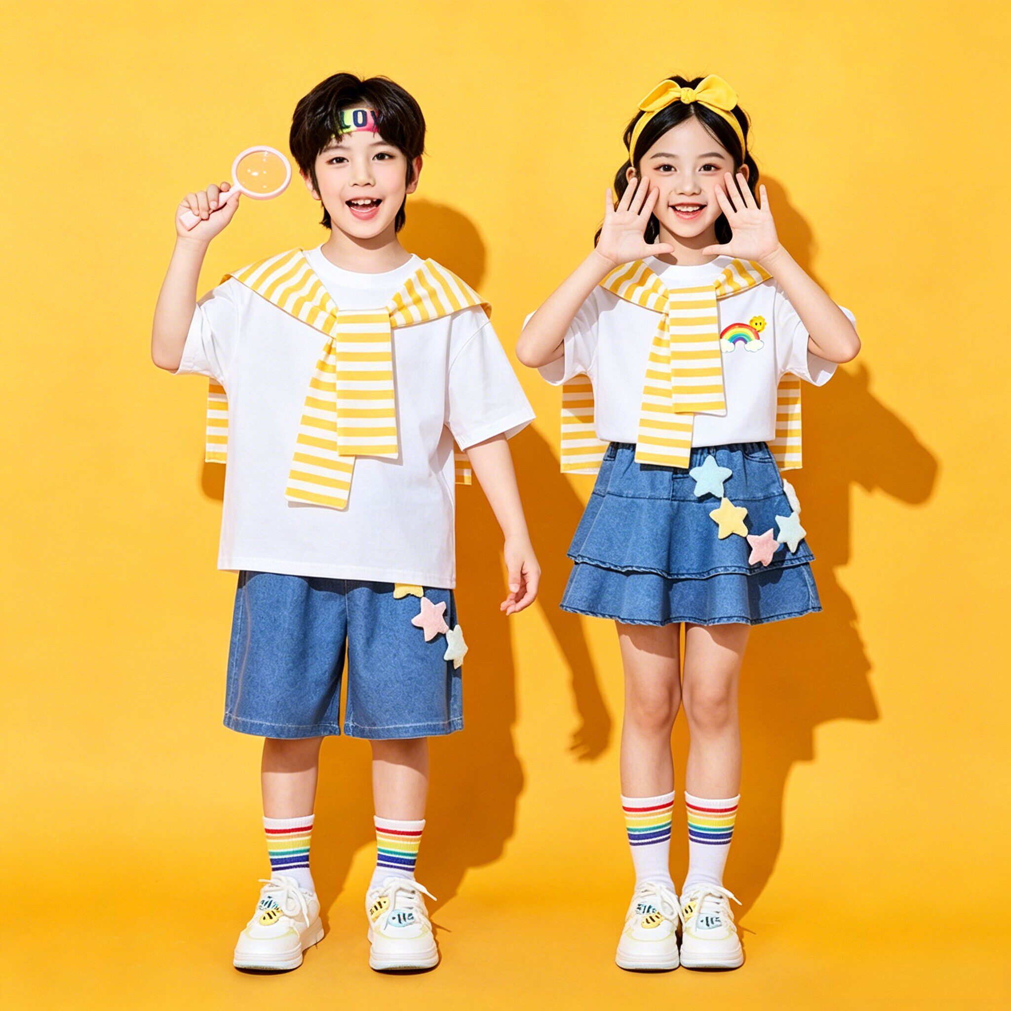 六一儿童啦啦队演出服幼儿园毕业照服装小学生运动会合唱表演套装