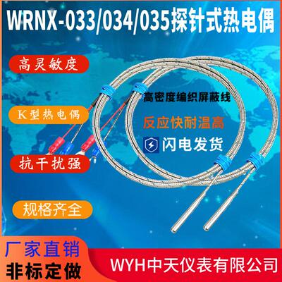 中天仪表定做K型探针热电偶WRNX-033/034/035简易式热电偶