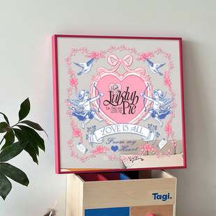 美式镜子画丘比特爱情法式小众镜面摆件服装店客厅卧室艺术挂画