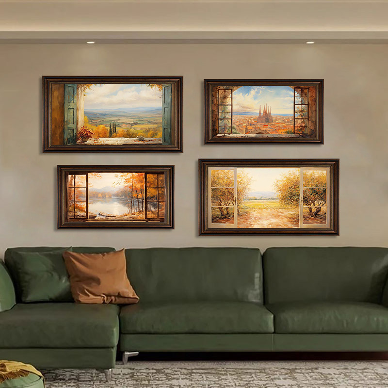 欧式复古四季油画风景画客厅沙发走廊过道艺术背景墙优雅装饰画,家居饰品,现代装饰画,淘宝优惠券,粉丝福利购,淘宝优惠卷