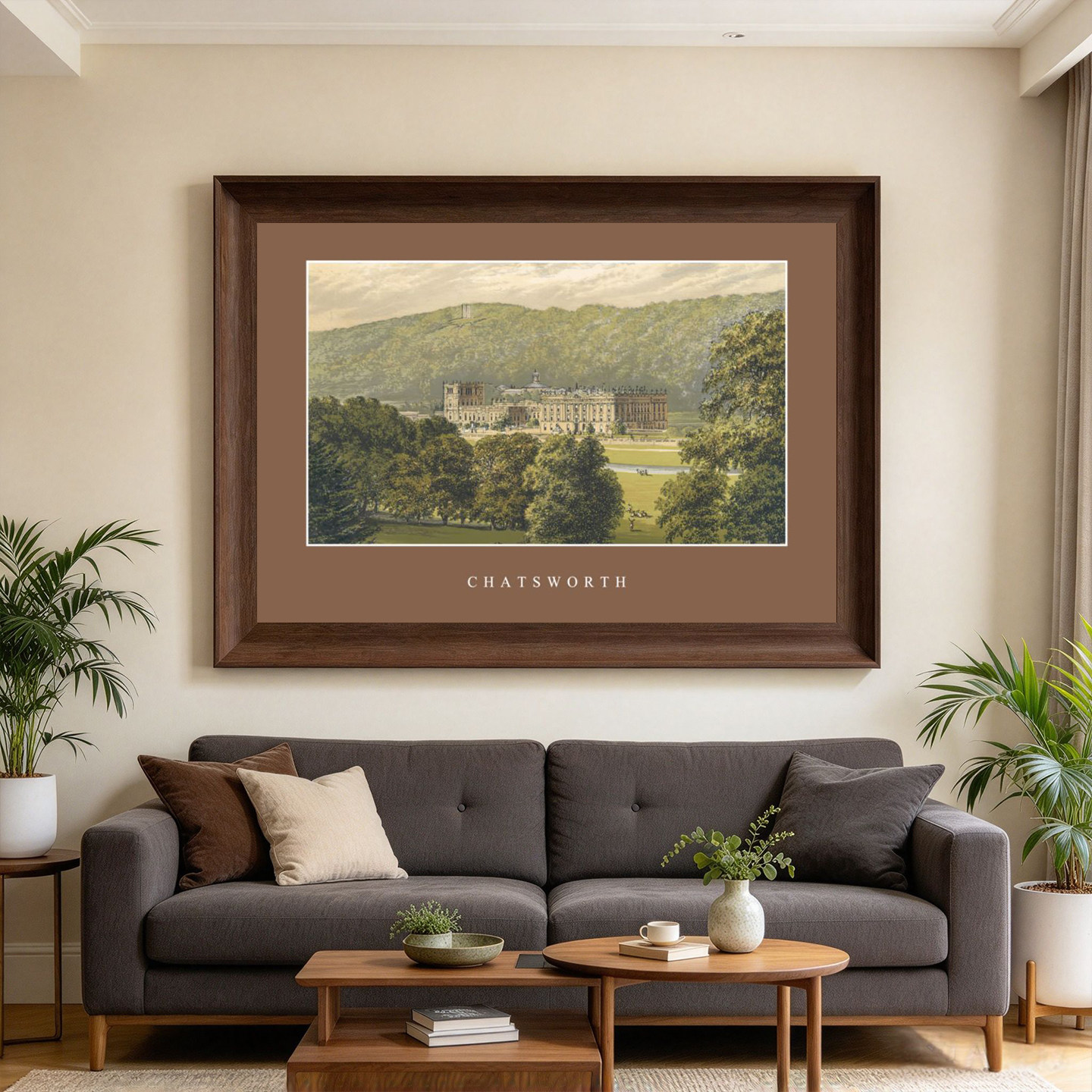 英伦古堡查茨沃斯庄园装饰画复古山林风景书房玄关艺术墙壁挂画